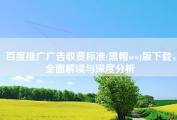 百度推广广告收费标准(黑帽seo)版下载，全面解读与深度分析