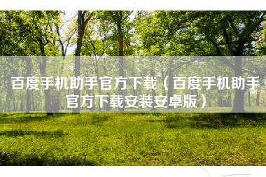 百度手机助手官方下载（百度手机助手官方下载安装安卓版）
