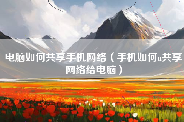 电脑如何共享手机网络（手机如何u共享网络给电脑）