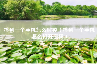 捡到一个手机怎么解锁（捡到一个手机怎么打开密码）