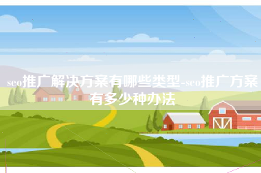 seo推广解决方案有哪些类型-seo推广方案有多少种办法